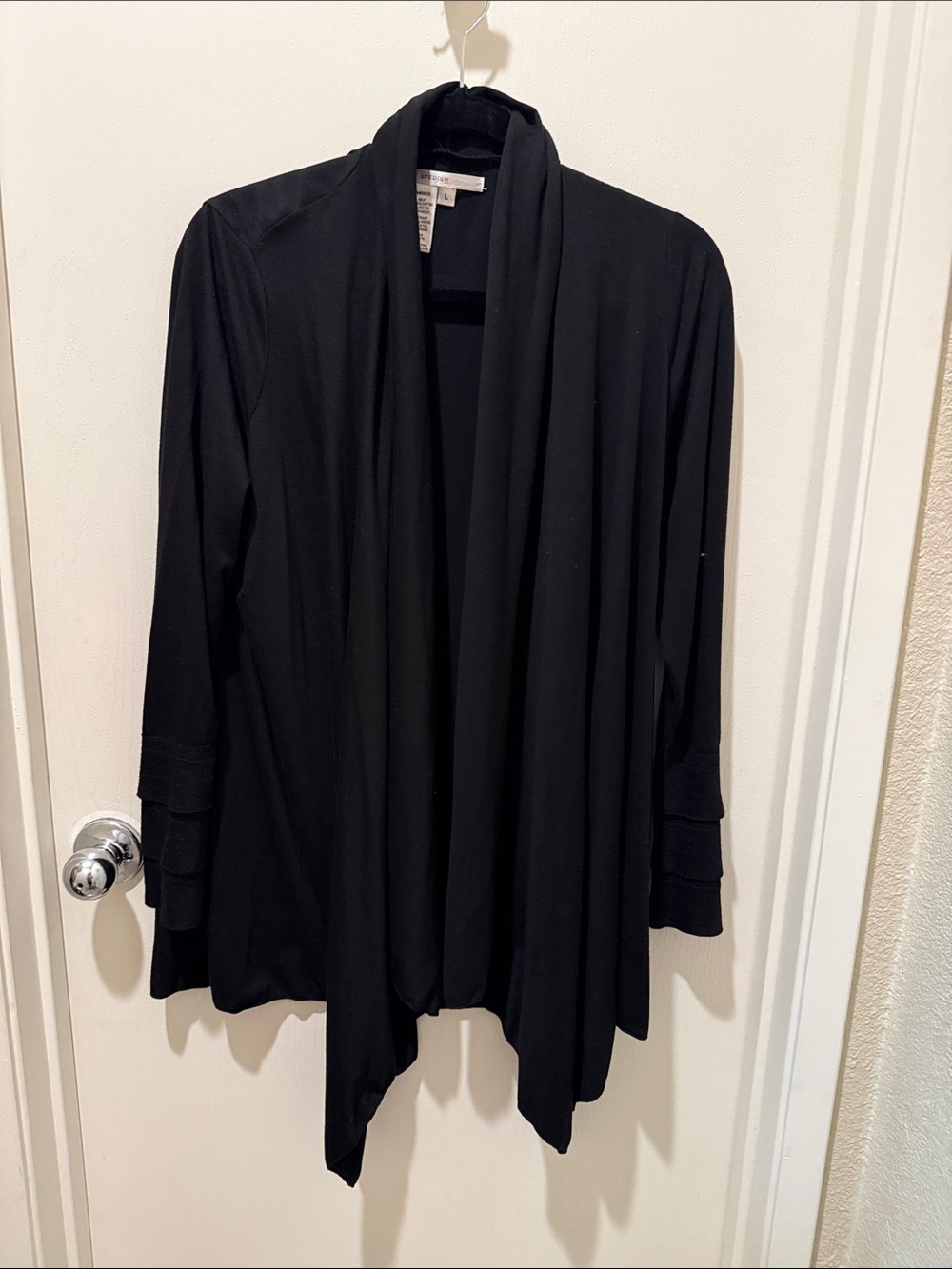 Studio M Black Waterfall Open Cardigan
